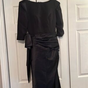 Black Satin and crepe long gown size 4